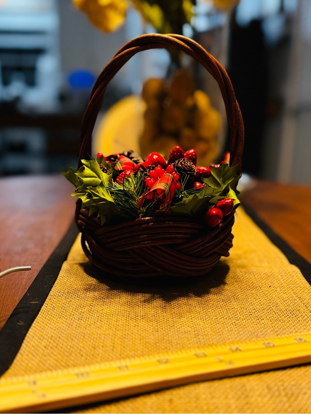 Red Holiday Berry Basket Accent - Women Accessories
